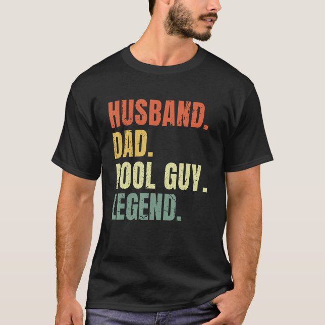 T-shirt Mens Husband Dad Pool Guy Legend Funny Fathers Day (Devant)
