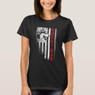 T-shirt Mens Husky Sibérien Husky Papa Américain Drapeau D