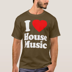 T-shirt Mens I Love House Music Heart Souvenir Funny
