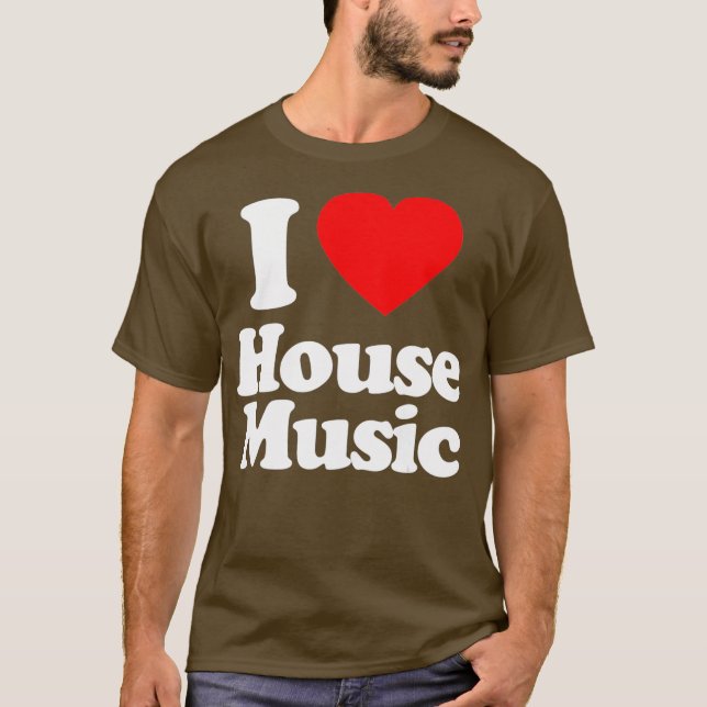 T-shirt Mens I Love House Music Heart Souvenir Funny (Devant)