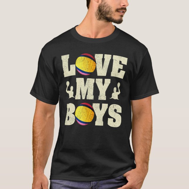 T-shirt Mens I Loys My Boys Water Polo Fête des pères Wate (Devant)