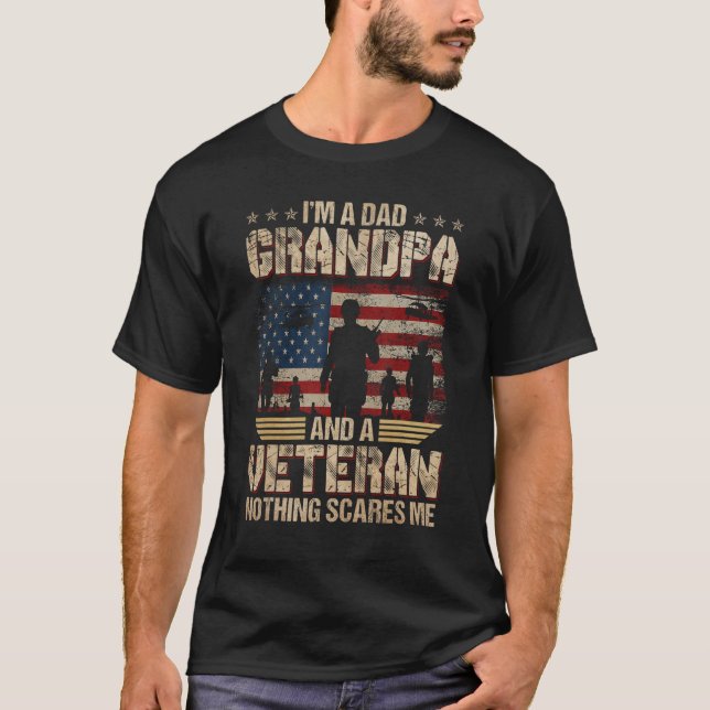 T-shirt Mens I m'a Papa Grand-père Vétéran Père Jour 1 (Devant)