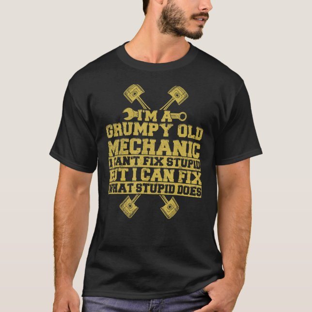T-shirt Mens I'm A Grumpy Old Mechanic  Car Mechanic Jokes (Devant)
