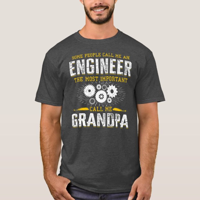 T-shirt Mens Ingénieur Papa Grand-père Ingénieur  (Devant)