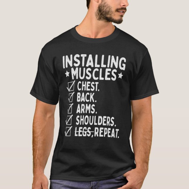 T-shirt Mens Installation de Muscles Conception du program (Devant)