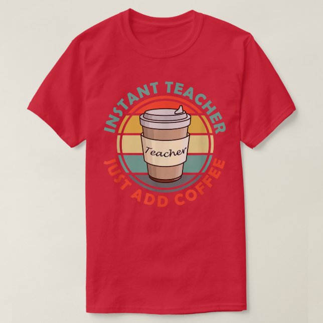 T-shirt Mens instant professeur juste ajouter du café (Design devant)