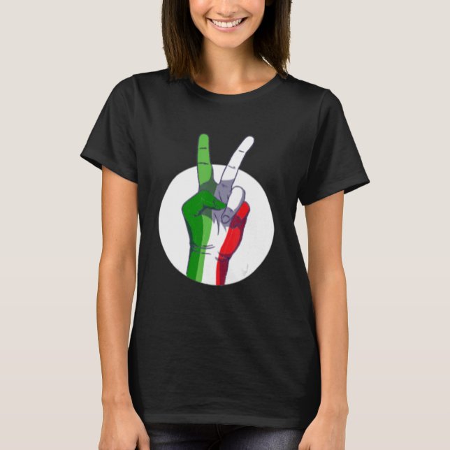 T-shirt Mens Italian Flag peace sign  Victory Sign Nationa (Devant)
