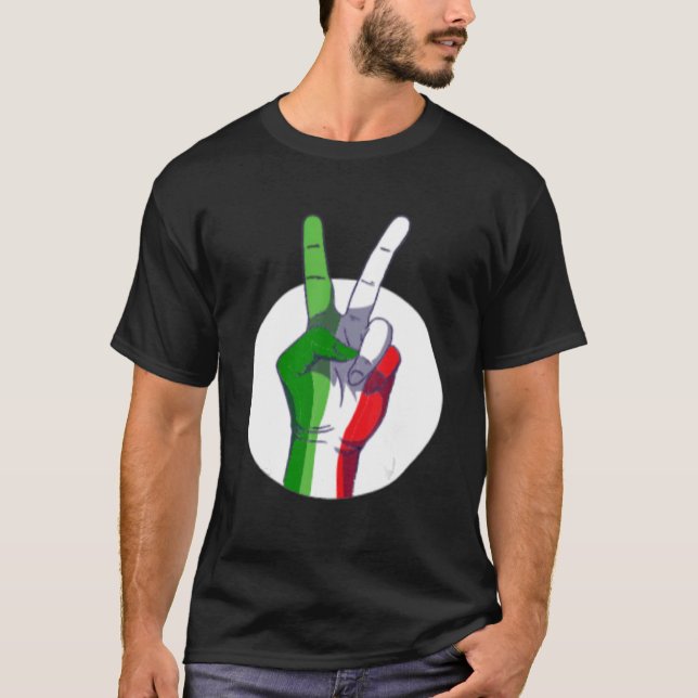 T-shirt Mens Italian Flag peace sign  Victory Sign Nationa (Devant)