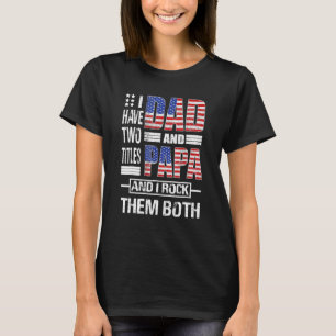 T-shirt Mens J'Ai Deux Titres Papa Et Papa Drapeau América