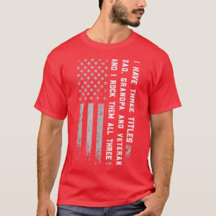 T-shirt Mens J'ai trois titres papa, grand-père grand-père