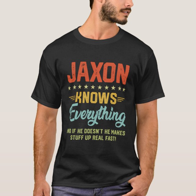 T-shirt Mens Jaxon Sait Tout Drôle Nom Personnaliser (Devant)