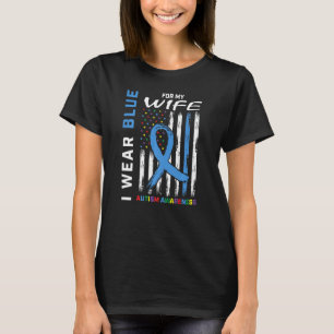 T-shirt Mens Je Porte Du Bleu Pour Ma Femme Sensibilisatio