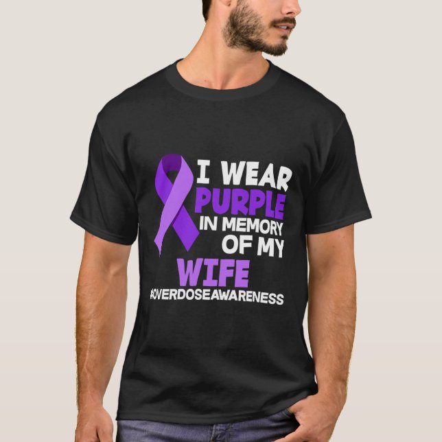 T-shirt Mens Je Porte Du Violet En Mémoire De Ma Femme Sup (Devant)