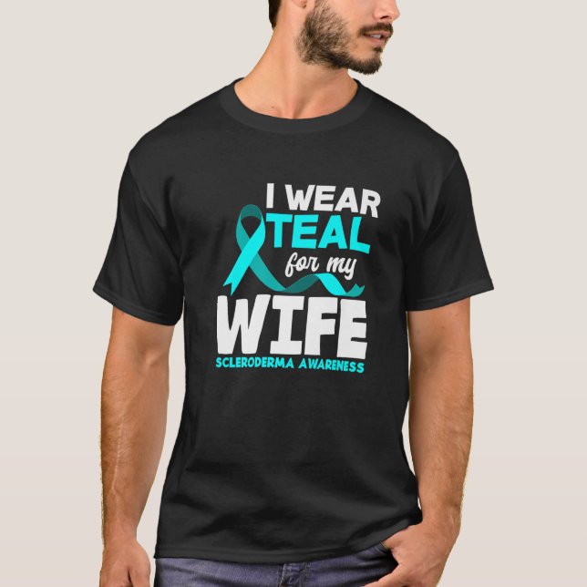 T-shirt Mens Je Porte Turquoise Pour Ma Femme Scleroderma  (Devant)