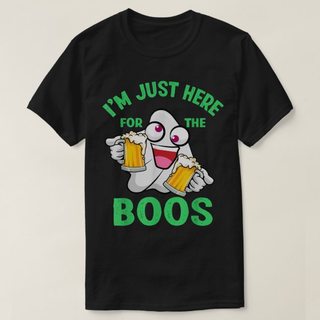 T-shirt Mens Je suis juste ici pour le Boos Halloween Beer (Design devant)
