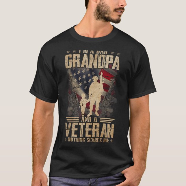 T-shirt Mens Je suis papa grand-père et un vétéran rien ef (Devant)