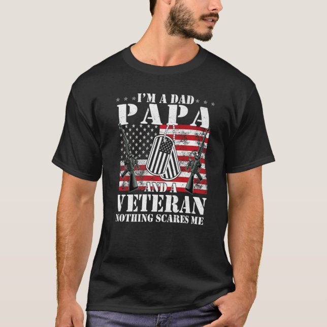 T-shirt Mens Je suis Papa Papa Papa Et Vétéran Rien N'effr (Devant)