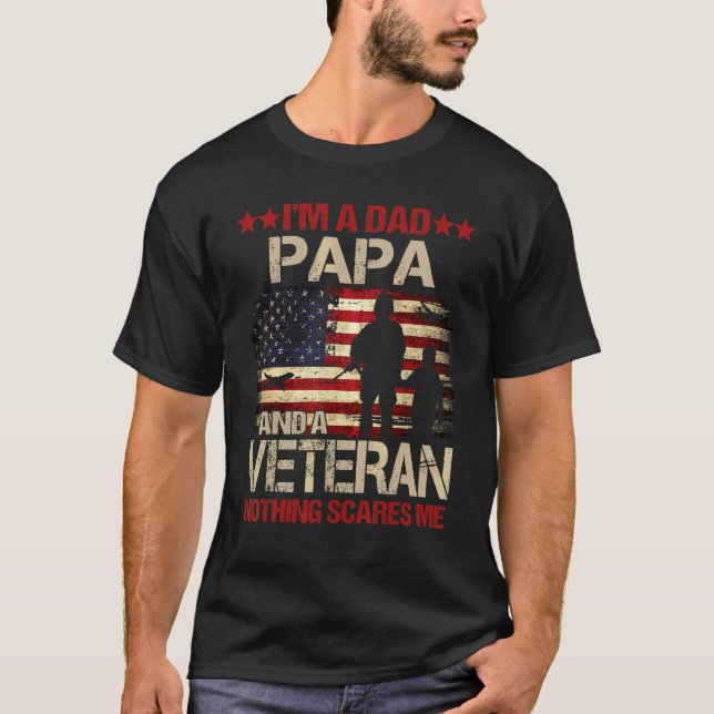 T-shirt Mens Je suis Papa Papa Papa Et Vétéran Rien N'effr (Devant)