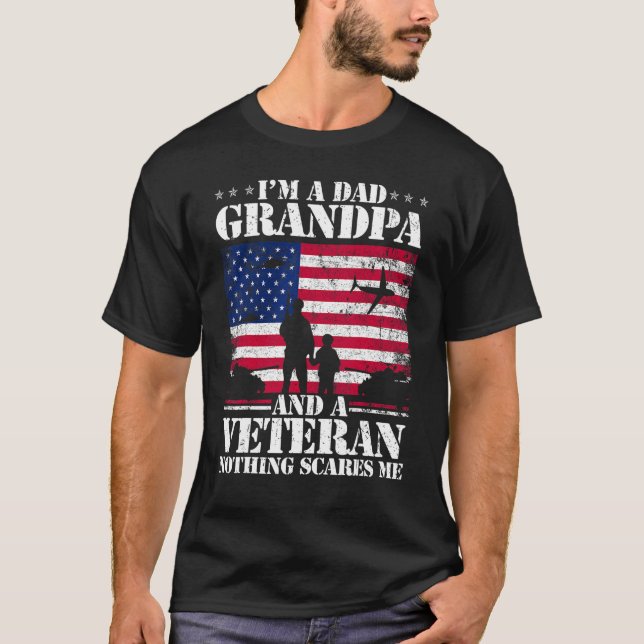 T-shirt Mens Je Suis Un Papa Grand-Père Et Un Vétéran Rien (Devant)