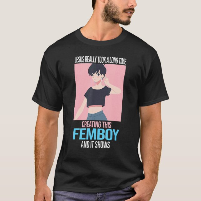 T-shirt Mens Jésus a vraiment pris du temps à créer femboy (Devant)