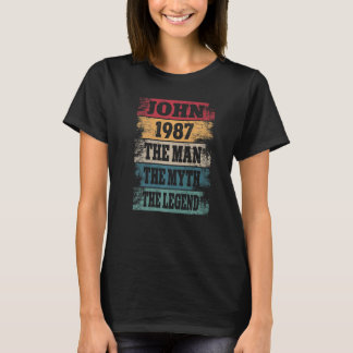 T-shirt Mens John 1987 35 ans 35e anniversaire Décorations
