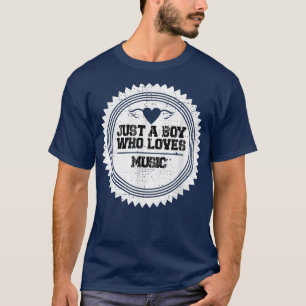 T-shirt Mens Just a Boy qui aime le design musical pour un