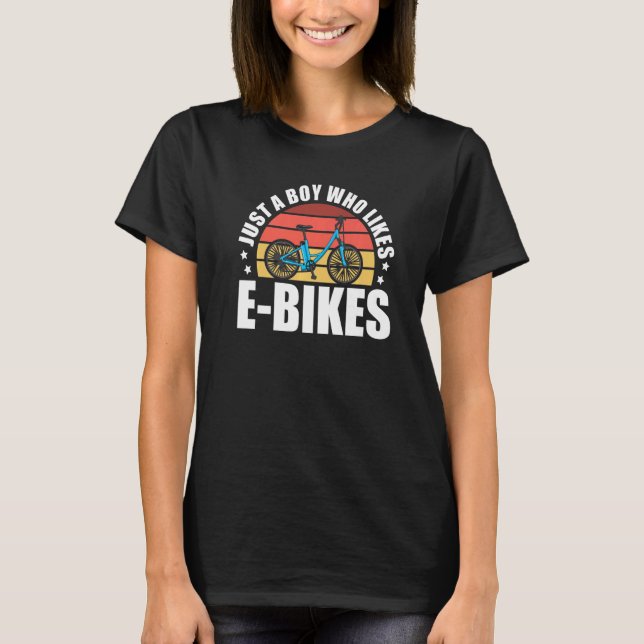 T-shirt Mens Just A Boy Who Loves E-Bikes Mountainbiker Cy (Devant)