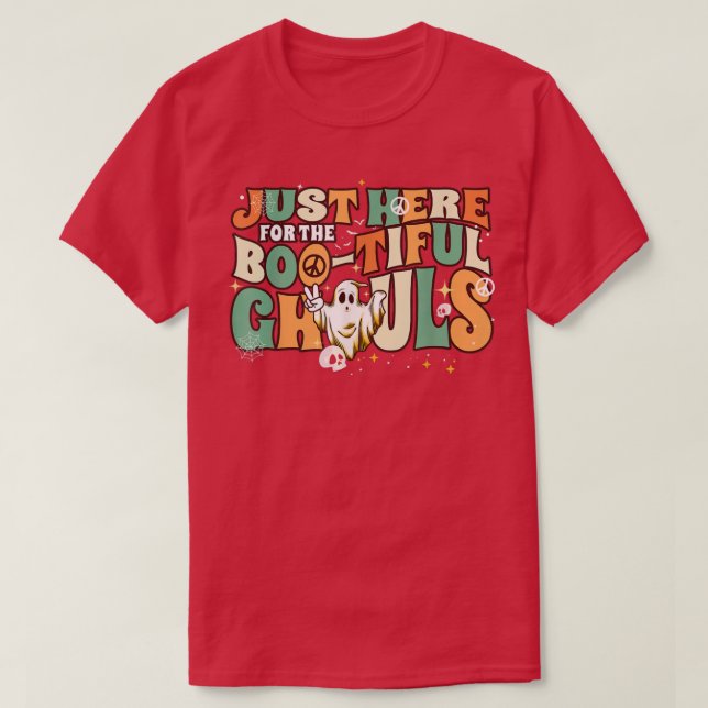 T-shirt Mens Just Here For The Bootiful Ghouls Funny Ghost (Design devant)
