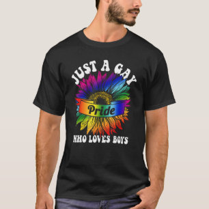 T-shirt Mens JUSTE UN GAY QUI AIME LES GARÇONS Rainbow LGB