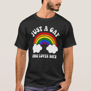 T-shirt Mens JUSTE UN GAY QUI AIME LES GARÇONS Rainbow LGB