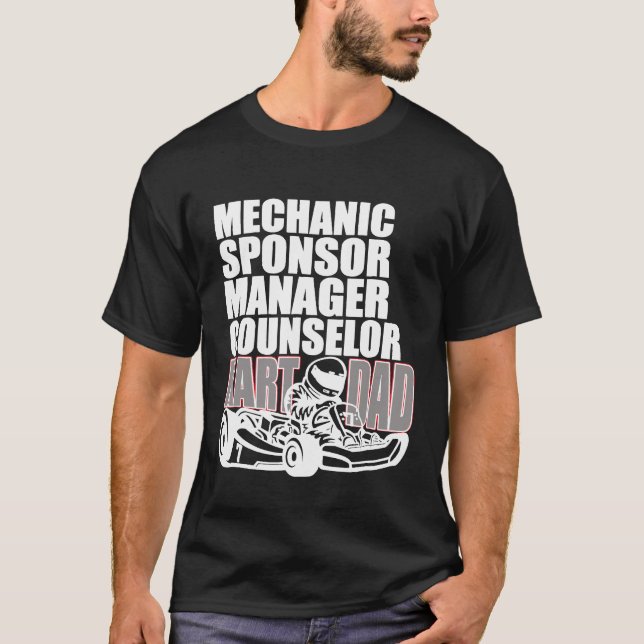 T-shirt Mens Karting Papa Mécanicien Sponsor Manager Couns (Devant)