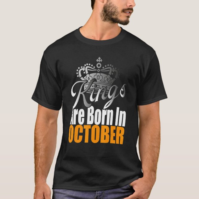 T-shirt Mens Kings Sont Nés En Octobre Anniversaire (Devant)