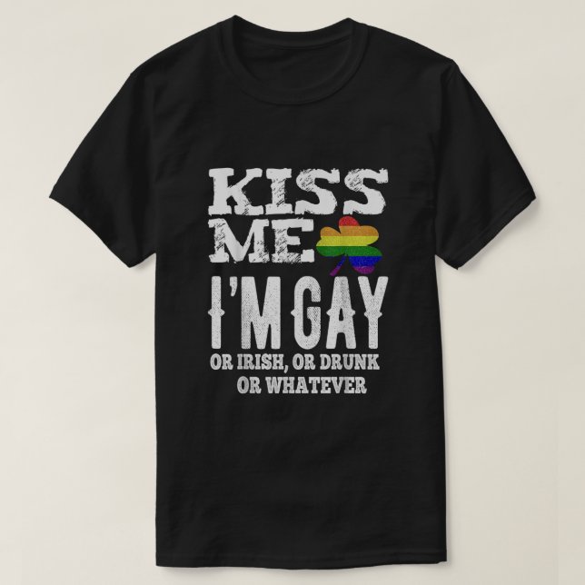 T-shirt Mens Kiss Me Gay pride Jour de la Saint Patrick LG (Design devant)