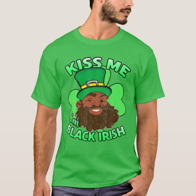 T-shirt Mens Kiss Me Je suis Noir Irlandais Africain Améri (Devant)