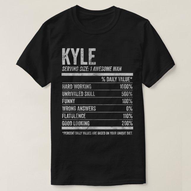 T-shirt Mens Kyle Nutrition Nom personnaliséDrôle Nom Fa (Design devant)