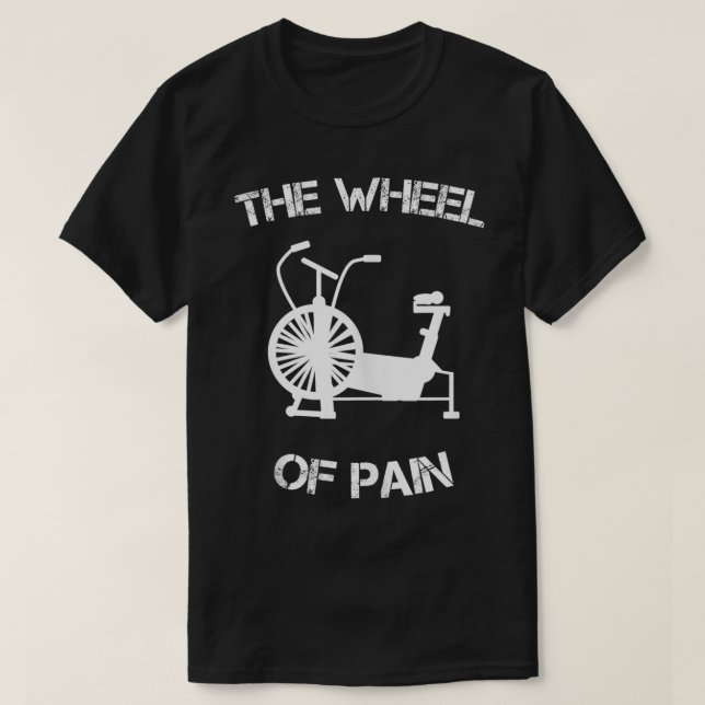 T-shirt Mens La Roue De La Douleur Attaque Vélo Wod Fitnes (Design devant)