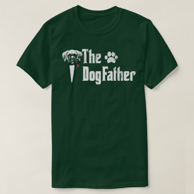 T-shirt Mens le Dogfather Boxer Chien Papa Fête des pères  (Design devant)