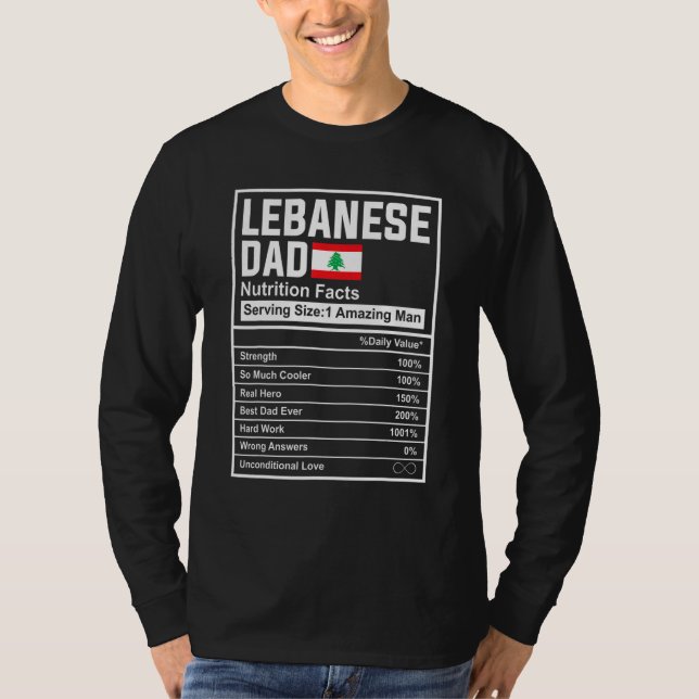 T-shirt Mens Lebanese Dad Nutrition Facts Father's Day Nat (Devant)
