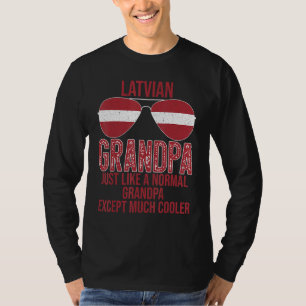 T-shirt Mens Letton grand-père Lettonie Drapeau Lunettes d