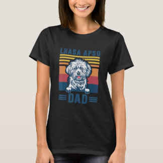 T-shirt Mens Lhasa Apso Papa Père Retro Lhasa Apso Dog D