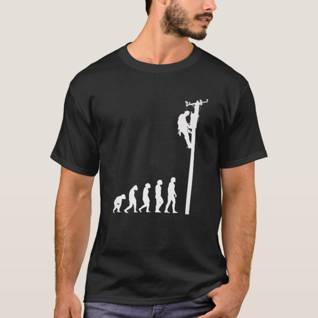 T-shirt Mens Lineman Evolution Funny Câble électrique Homm (Devant)
