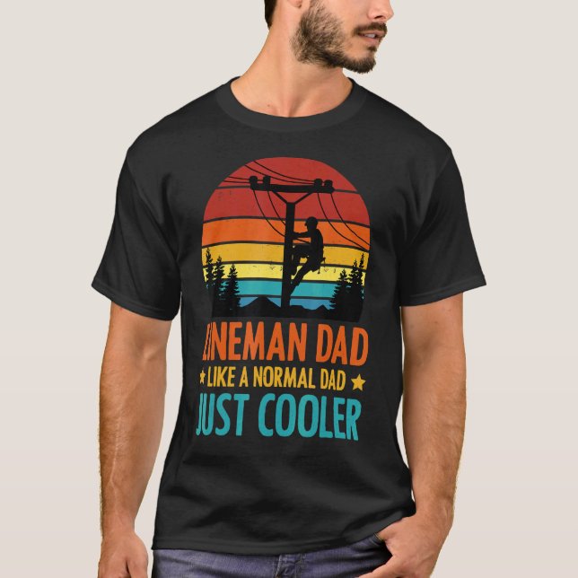 T-shirt Mens Lineman Papa Comme Un Papa Normal Juste Glaci (Devant)