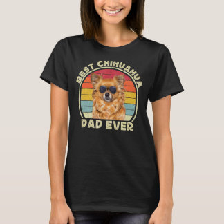 T-shirt Mens Long Haied Cheveux Brown Chihuahua Papa Chiwa