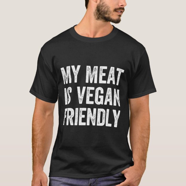 T-shirt Mens Ma Viande Est Végétan Amical Adulte Humour Pu (Devant)