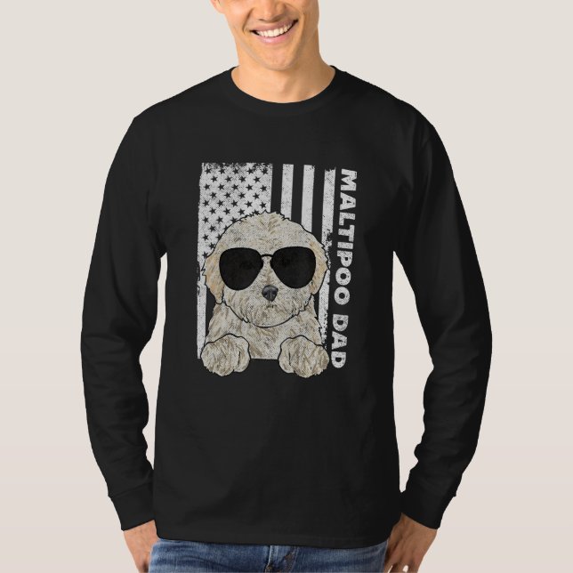 T-shirt Mens Maltipoo Dad American Flag Maltipoo (Devant)