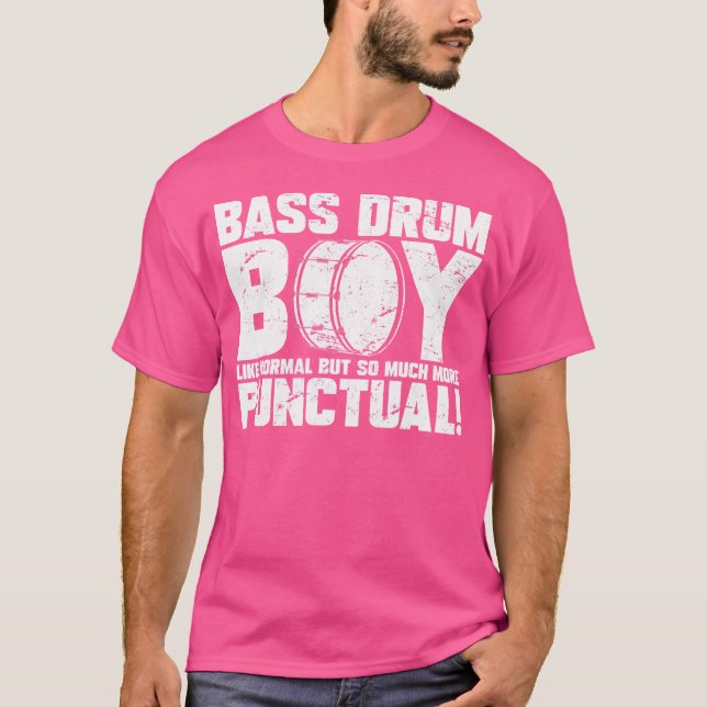 T-shirt Mens Marching School Band Bass Drum Boy Funny Drum (Devant)