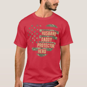 T-shirt Mens Mari Papa Protecteur Coeur Camoued Père