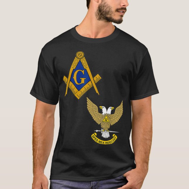 T-shirt Mens Mason Scottish Rite Split T Shirt Masonic Tee (Devant)