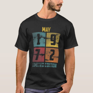 T-shirt Mens May 1972 50 Years Old 50Th Birthday