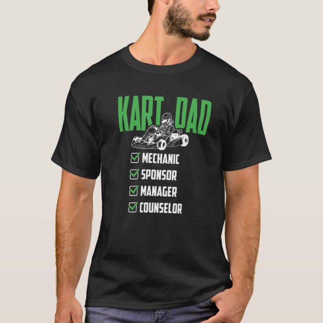 T-shirt Mens Mécanicien Commanditaire Manager Kart Papa (Devant)